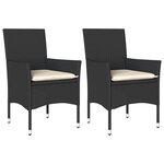 vidaXL Chaises de jardin avec coussins lot de 2 noir résine tressée