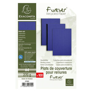 Paquet de 100 couvertures bleues grain cuir pour reliure a4 exacompta