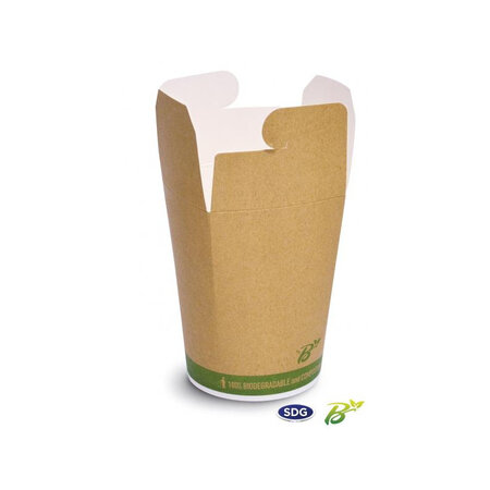 Boîte à Pâtes en Carton Biodégradable Nature 500 ml - SDG - Lot de 480 - Carton biodégradable