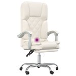 vidaXL Fauteuil de massage inclinable de bureau Crème Similicuir