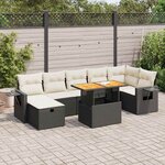 vidaXL Salon de jardin 5 Pièces avec coussins noir résine tressée acacia