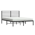 vidaXL Cadre de lit métal sans matelas avec tête de lit noir 140x190cm