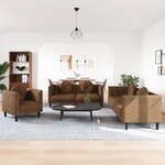vidaXL Ensemble de canapés 3 Pièces avec coussins marron velours