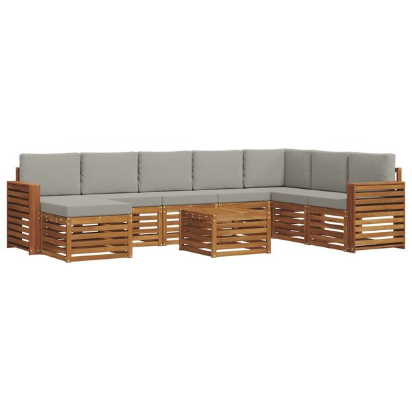 vidaXL Ensemble de canapés d'extérieur 9 Pièces Gris Naturel et Clair