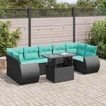 vidaXL Salon de jardin avec coussins 8 Pièces noir résine tressée acacia