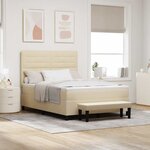 vidaXL Lit à ressorts avec matelas Crème 160 x 200 cm tissu