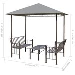 vidaXL Chapiteau de jardin avec table et bancs 2 5x1 5x2 4m Anthracite