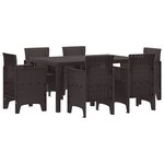 vidaXL Ensemble de salle à manger pour jardin 7 Pièces Marron Rattan Polt