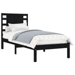 vidaXL Cadre de lit sans matelas noir 75x190 cm bois massif