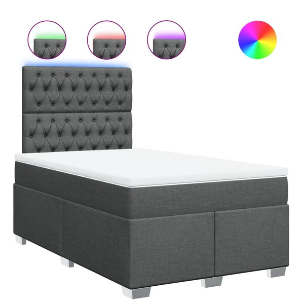 vidaXL Sommier à lattes de lit avec matelas gris foncé 120x190cm tissu