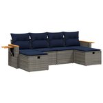 vidaXL Salon de jardin 6 Pièces avec coussins gris résine tressée