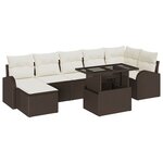 vidaXL Ensemble de canapé de jardin avec coussin 8 Pièces Marron et crème