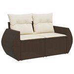 vidaXL Salon de jardin 8 Pièces avec coussins marron résine tressée