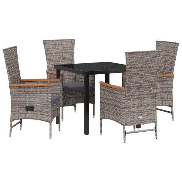 vidaXL Chaises d'extérieur 5 Pièces Gris 80 x 80 x 73 cm Osier PE