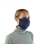 Masque de protection visage réutilisable, lavable 50 fois 3 couches en tissu - Bleu marine - Certifié UNS1