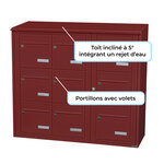 Bloc collectif Leabox  3x3  grade 3  simple face  extérieur  fixation murale  rouge brun ral 3011 finition brillante