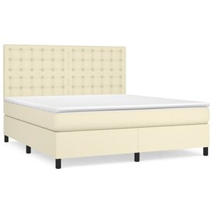vidaXL Sommier à lattes de lit avec matelas Crème 180x200cm Similicuir