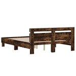 vidaXL Cadre de lit avec tête de lit et LED chêne fumé 140x190 cm