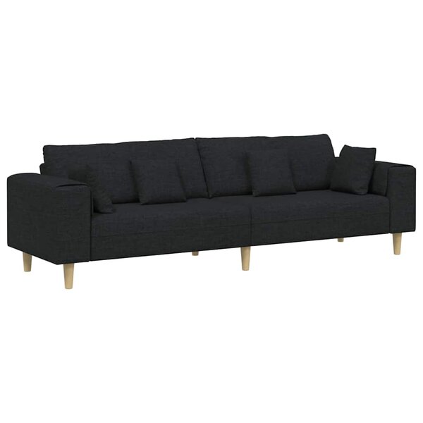 vidaXL Sofa en tissu avec coussin Noir 208 cm tissu