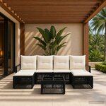 vidaXL Ensemble de canapé de jardin 7 pc Noir polyrotin