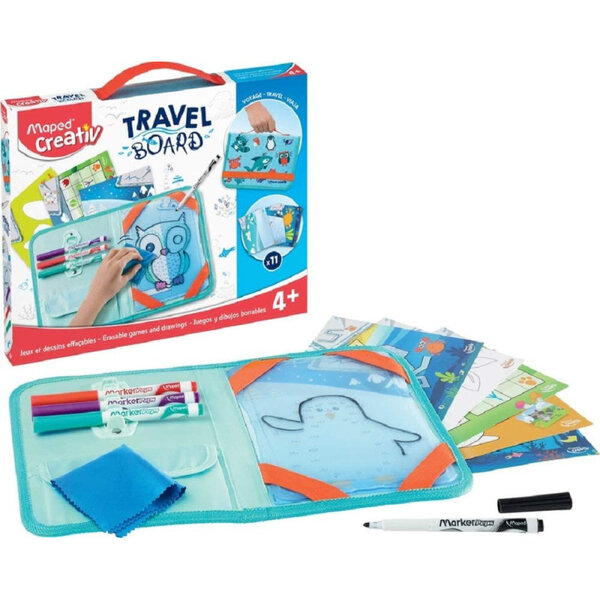 Jeux et dessins pour enfant - Mallette de voyage - Ardoise effaçable - Maped - Travel board