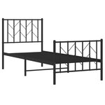 vidaXL Cadre de lit métal avec tête de lit/pied de lit noir 75x190 cm