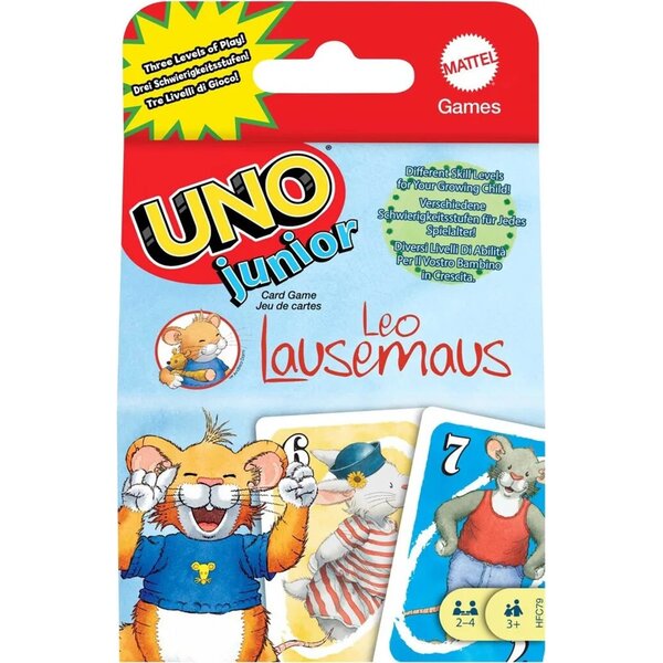Mattel HFC79 - Jeu de cartes UNO Junior Leo Lausemaus