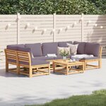 vidaXL Salon de jardin avec coussins 7 Pièces bois massif d'acacia