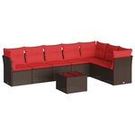 vidaXL Salon de jardin 8 Pièces avec coussins marron résine tressée