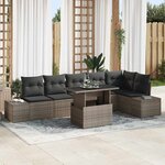 vidaXL Ensemble de canapé de jardin 7 Pièces Gris Poly rotin
