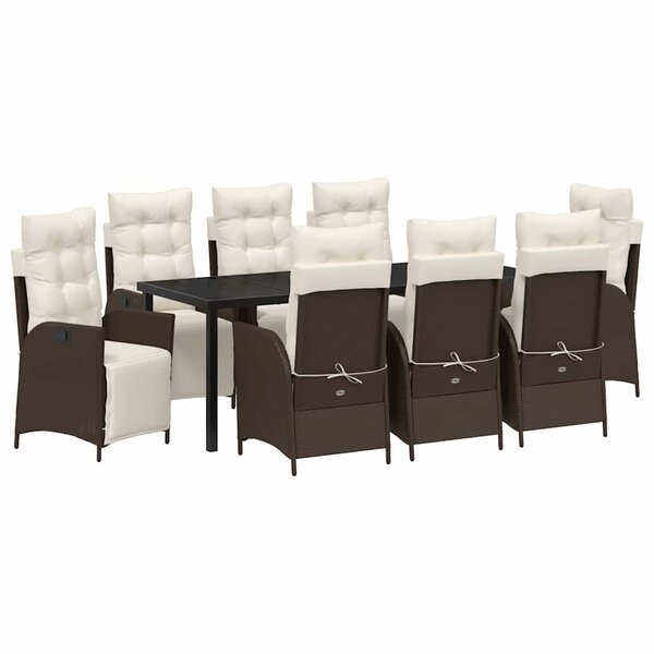 vidaXL Ensemble de salle à manger pour jardin 9 Pièces Marron polyrotin