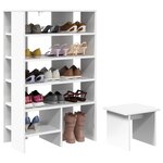 vidaXL Cabinet à chaussures avec étagère 2 Pièces Blanc Bois d'ingénierie