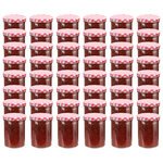 vidaXL 48 Pièces Pots à confiture Couvercle blanc et rouge Verre 400 ml