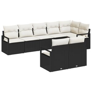 vidaXL Ensemble Canapé de Jardin de 8 Pièces avec Coussins Noir Poly Rattan