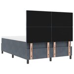 Lit à ressort vidaXL avec matelas et LED gris foncé 160x200 cm en velours