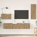 vidaXL Meuble TV mural 4 Pièces chêne artisanal 200 x 30 x 30 cm