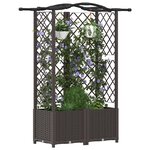 vidaXL Lit Élevé avec Treillis et Toit Marron 122 x 40 x 141 cm PP