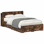vidaXL Cadre de lit avec rangement Chêne fumé 120 x 190 cm