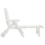 vidaXL Chaise longue pliable avec roues blanc PP