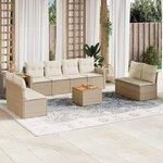 vidaXL Salon de jardin avec coussins 9 Pièces beige résine tressée