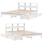 vidaXL Lit bibliothèque sans matelas blanc 140x190 cm bois pin massif