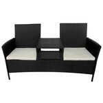 vidaXL Canapé de jardin à 2 places et table à thé Résine tressée Noir