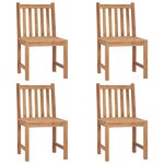 vidaXL Chaises de jardin lot de 4 avec coussins Bois de teck massif
