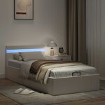 vidaXL Cadre de lit à rangement hydraulique sans matelas avec LED