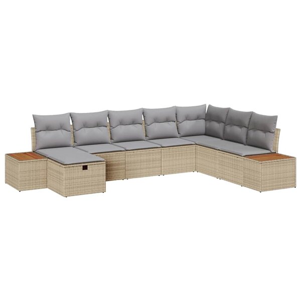 vidaXL Ensemble de canapé de jardin 8 Pièces Beige 55 x 62 x 69 cm