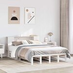 vidaXL Lit bibliothèque sans matelas blanc 140x190 cm bois massif
