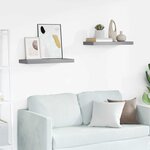 vidaXL Étagères murales flottantes 2 Pièces Gris 60x23 5x3 8 cm MDF