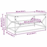 vidaXL Table basse Sonoma gris 90 x 50 x 40 cm