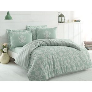 Parure de lit - housse de couette 220 x 240 + 2 taies d'oreiller 60 x 60  65  coton- Vert