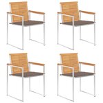 vidaXL Chaises de jardin 4 Pièces avec coussins Bois de teck massif